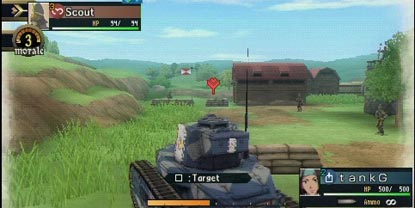 The player, shooting down a firing range in a tank