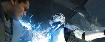 The player, electrocuting a Stormtrooper