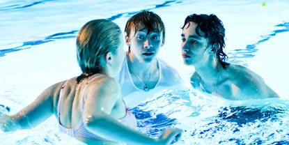 Luke, Malachy And Michelle Talking In A Swimming Pool