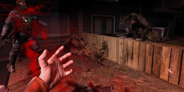 A first-person view of the gameplay, with the player's character's seen on screen