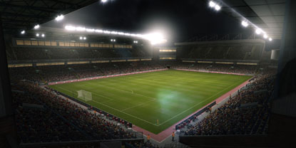 A view of a stadium at night