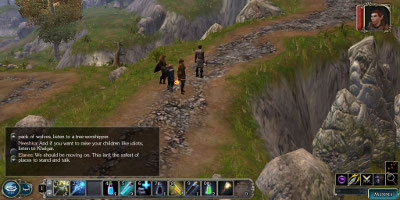 The player's group of characters, on a path together