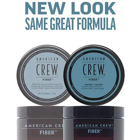 Image 1, New Look, same great formula. Image 2,Fiber high hold low shine helps texture increase fullness to hair. Image 3, 1 puck 3 looks. Image 4, CHOOSE THE PUCK FOR YOU AMERICAN CREW GROOMING CREAM HEAVY HOLD POMADE MOLDING CLAY FIBER MATTE CLAY POMADE FORMING CREAM Official Supplier to Men DEFINING PASTE CREAM POMADE GROOMING CREAM HEAVY HOLD POMADE MOLDING CLAY FIBER MATTE CLAY POMADE FORMING CREAM DEFINING PASTE CREAM POMADE WHIP HOLD HIGH HIGH HIGH HIGH MEDIUM/ HIGH MEDIUM MEDIUM MEDIUM LIGHT LIGH SHINE HIGH HIGH MEDIUM LOW MATTE HIGH MEDIUM LOW LOW NATURAL HAIR TYPE STRAIGHT, WAVY,  STRAIGHT, WAVY,  STRAIGHT, WAVY, STRAIGHT STRAIGHT, WAVY STRAIGHT, WAVY CURLY TEXTURED CURLS CURLY TO HIGHLY TEXTURED CURLS STRAIGHT, WAVY, CURLY STRAIGHT, WAVY STRAIGHT, WAVY, CURLY STRAIGHT, WAVY RECOMMENDED STYLE SMOOTH, SLEEK STYLE OR SOFT NATURAL CURLS SCULPTED POMPADOUR STYLES LIGHT TO MODERATELY TEXTURED FULL, TEXTURIZED STYLE TEXTURED HAIRSTYLES CONTROLLED TEXTURE OR SMOOTH STYLES DEFINED CURLS FLOPPY, LOOSE & LIVED IN, RELAXED,OR WAVY TEXTURE TEXTURED TEXTURED NATURAL STYLE MOVEMENT MOVEMENT HAIR LENGTH SHORT TO MEDIUM SHORT TO MEDIUM SHORT SHORT TO MEDIUM SHORT TO MEDIUM SHORT TO MEDIUM SHORT TO MEDIUM SHORT TO MEDIUM SHORT TO MEDIUM SHORT TO MEDIUM HAIR DENSITY MEDIUM TO HIGH MEDIUM MEDIUM LOW TO TO HIGH TO HIGH HIGH MEDIUM TO HIGH LOW TO HIGH MEDIUM TO HIGH LOW TO HIGH LOW TO HIGH LOW TO MEDIUM