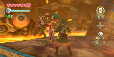 Link, in a duel with a large, ostrich-like creature