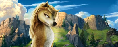 Kate, Animated Wolf With Mountains In The Background