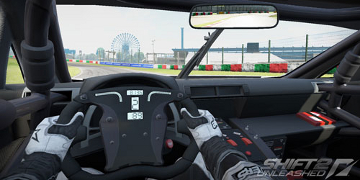 An on-board view of a car during a race