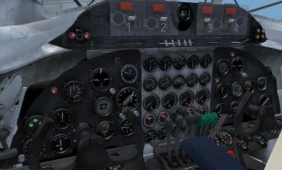 The instrument panel in the cockpit of the Vickers Viscount
