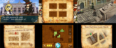 Three screenshots giving different examples of game-play