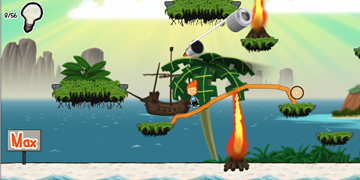 The player has draw a bridge between to small islands