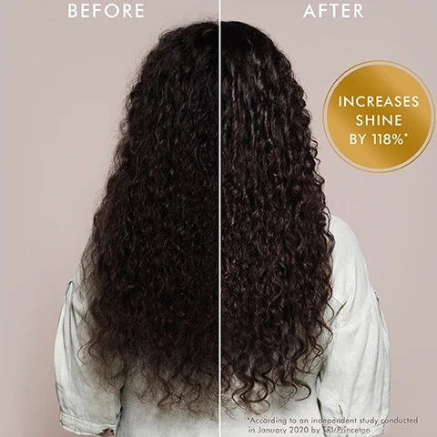 image 1, before and after. increased shine by 118%. image 2, key ingredients. argan oil - rich in antioxidants, it hydrates and nourishes. linseed extract - contains fatty acids to help improve the health of hair. image 3, which treatment is right for you? original - for medium to thick hair, ideal for curls. light - for fine or light coloured hair, lighter in colour and texture.
