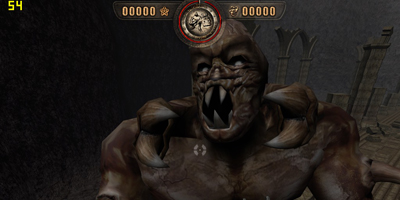 A horrible-looking creature, face-to-face with the player