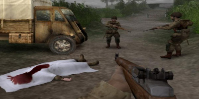 A sheet covering a dead comrade