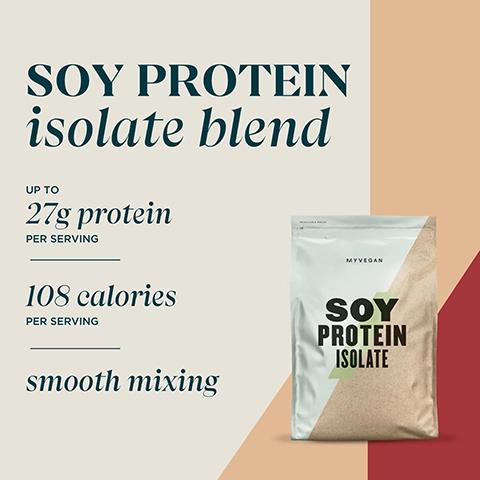 soy protein isolate blend. up to 27g protein per serving. 108 calories, smooth mixing.