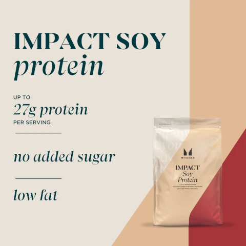 impact SOY PROTEIN isolate UP TO 27g protein PER SERVING no added sugar, low fat