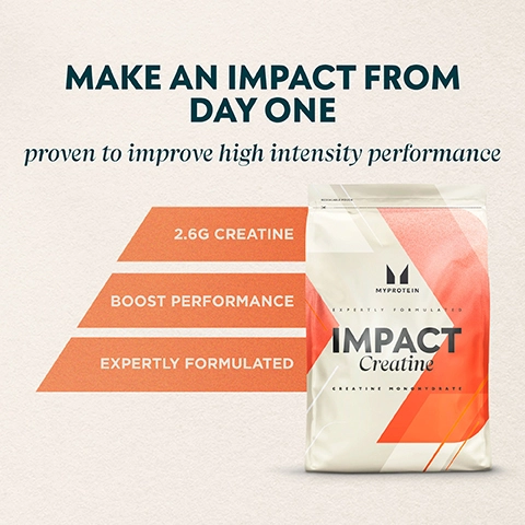 MAKE AN IMPACT FROM DAY ONE proven to improve high intensity performance. 2.6G CREATINE, BOOST PERFORMANCE, EXPERTLY FORMULATED.