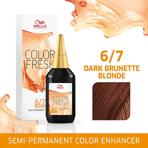 Image 1, WELLA PROFESSIONALS COLOR FRESH 6/7 PH 6.5 SEMI-PERMANENT WELLA COLOR FRESH 6/7 COUR 6/7 DARK BRUNETTE BLONDE SEMI-PERMANENT COLOR ENHANCER Image 2, 6/7 DARK BRUNETTE BLONDE Image 3, HEALTHY-LOOKING SHINE& COLOR Image 4, QUICK & EASY APPLICATION Image 5, CONDITIONING COLOR ENHANCER Image 6, LASTS UP TO 10 SHAMPOOS Image 7, EXPERT TIP WELLA ENRICH CARE RANGE PROFESSIONALS WELLA ENRICH THICK PROFESSIONALS WELLA PORESSIONIALS ENRICH ミ WELLA PROFESSIONALS ENRICH