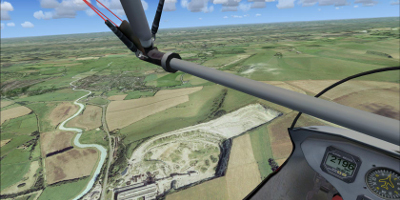 A view of the vast scenery from a small microlight aircraft