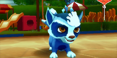 Patting a dog-like creature