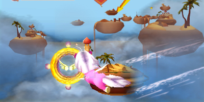 A unicorn flying round a corner