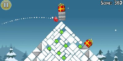 snow pyramid with angry birds