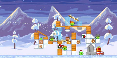 angry birds attack snow and wood