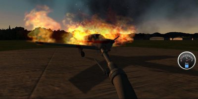 putting out the fire on a bulldog plane