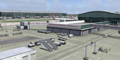 A view of some of the detailed ground vehicles at Heathrow