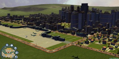 overview or airport and city