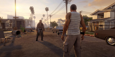 Two characters, facing each other for a shootout
