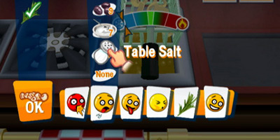 table salt on the meun screen