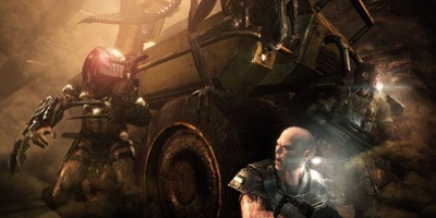 predator standing by a car