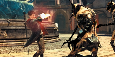 DMC character shooting a gun