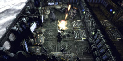 Firing at surrounding enemies in a room