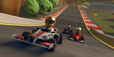 Hamilton leads Alonso and Vettel over a hill