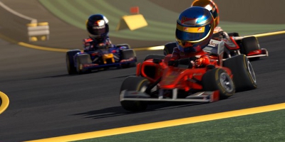 Alonso leads Hamilton and Vettel into a corner