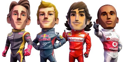 (Left to right) Romain Grosjean, Sebastian Vettel, Fernando Alonso, and Lewis Hamilton