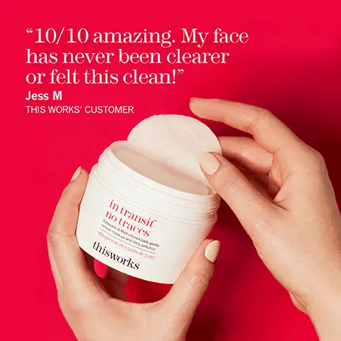 Image 1, 10/10 amazing. My face has never been clearer or felt this clean!" Jess M THIS WORKS' CUSTOMER in transit no traces das nettoyants de jour thisworks Image 2, Water Mint Gently removes makeup and pollution from the skin Bio Boost Hydrates and calms the skin Rose Water Balance and soothe the skin crueltyfree andvégan