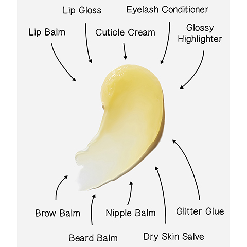 lip gloss lip balm cuticle cream eyelash conditioner glossy highlighter brow balm beard balm nipple balm glitter glue dry skin salve