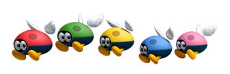 flying multicoloured creatures