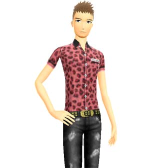 a boy wearing a pink shirt