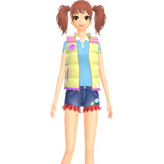 a girl wearing a yellow gillet