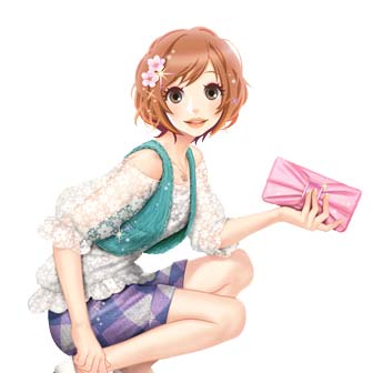 a girl bending down wearing a pink skirt