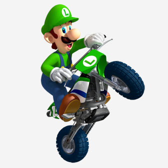 luigi riding a bike