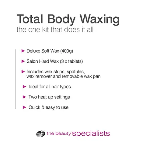 Image 1- Total body waxing, the one kit that does it all benefits. Image 2- Before and after. Image 3- Total body waxing, the one kit that does it all.