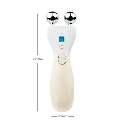 Image 1- Product dimensions Length: 213mm X Width: 195mm. Image 2- Model diagram of target areas. Image 3- Lift Plus - 60 second face lift.