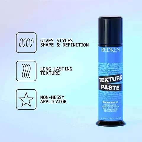 Image 1, Gives styles shape and definition, long lasting texture and Non messy applicator. Image 2, Step 1: Dispense the texture paste into hands, Step 2: Apply to dry hair, Step 3: Secure high ponytail. Pro tip: Finger coil for defined spirals and coils. Image 3, Do: Diffuse with texture paste to enhance your natural texture. Don't: Overuse it! A little goes a long way. Image 4, Love this product so much!! I have very short choppy hair and this is fab for creating texture!- Look Fantastic verified customer review