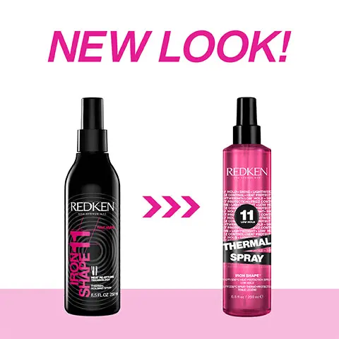Image 1, new look! Image shows the transition from old to new packaging. Image 2, Lightweight heat protectant spray formulated with cranberry seed oil and ceramides. Image 3, Pro tip- can be applied to both wet and dry hair, giving maximum protection against  heat tools. can be re-applied daily to add protection. Image 4, 24-hour frizz protection, heat protection up to 230 degrees c, increased shine, made from recycled plastic excluding pump and cap. Image 5, Images showing step by step use of the product. Step 1- Section hair. Step 2- Spray Thermal Spray Low Hold into each section. Step 3- style with hot tool of choice. Image 6, Style confidently- image shows products in the range