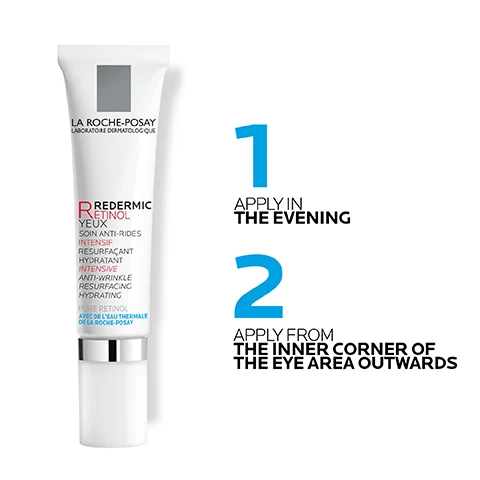 Image 1 - A tube of La Roche-Posay Redermic Retinol eye cream is shown, with instructions next to it stating 1 APPLY IN THE EVENING and 2 APPLY FROM THE INNER CORNER OF THE EYE AREA OUTWARDS.
              Image 2 - An image featuring a dropper bottle of La Roche-Posay Pure Vitamin C Serum next to a tube of Anthelios UV Mune 400 sun protection, with the numbers 1 and 2 in blue above them, and the text VITAMIN C SERUM and ANTHELIOS SUN PROTECTION displayed below.
              Image 3 - A tube of La Roche-Posay Anthelios UVMune 400 sunscreen displaying information about SPF 50+ for dry skin, ultimate protection against UVA, and suitability for sensitive skin.
              Image 4 - A tube of La Roche-Posay Anthelios sunscreen with SPF 50+ is shown, accompanied by instructions that read 1 APPLY THE SUNSCREEN PRODUCT JUST BEFORE EXPOSURE and 2 RE-APPLY FREQUENTLY AND GENEROUSLY TO MAINTAIN PROTECTION.
              Image 5 - Four diverse individuals with varying skin tones are shown, each applying a sunscreen product on their cheeks, alongside a visible tube of La Roche-Posay Anthelios UVMune 400 SPF 50+ ultimate protection ultra long UVA.
              Image 6 - The image shows a tube of La Roche-Posay Anthelios UVMUNE 400 Cream SPF 50+, with varying shades of skin tones in the background and bold text that reads TESTED ON ALL PHOTOTYPES.
              Image 7 - Image shows a tube of La Roche-Posay Anthelios UVMune 400 sunscreen with visible text highlighting user agreement statistics: 98% agree skin feels hydrated, 91% agree product is quickly absorbed, and 93% agree product does not leave white marks on skin after application.