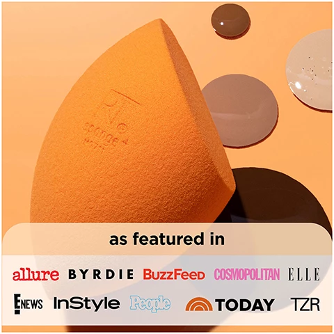 Image 1, number 1 makeup sponge, revolutionary latex free foam technology for evenly blended foundation, dry for full coverage, damp for a dewy coverage. flat edge for contour around the eyes and nose, round sides blend large areas of the face with a dabbing motion, precision tip cover blemishes and imperfections. Image 2, sponges can be used with = loose powders, pressed powders, blush, highlighter, foundations, concealers, BB creams and primers. dry use for a fuller matte makeup, wet use for lightweight dewy makeup.