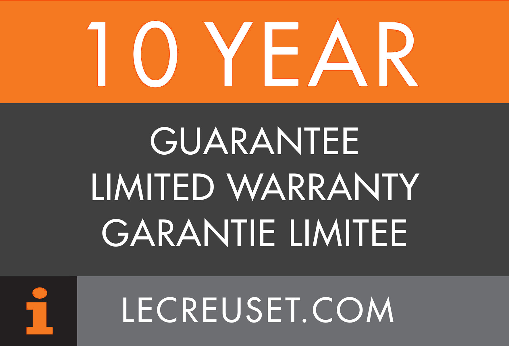 10 year guarantee, limited warranty, garantie limitee, lecreuset.com